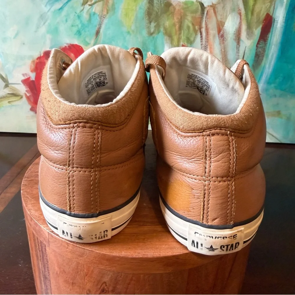 Sz 11M 13W Converse All Star High Street Leather Mid Brown Leather 157471C
